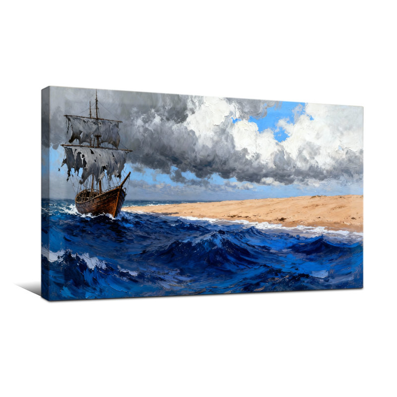 Nautique et plage, bateau de pirate, ciel de plage, H 28 po x l 58 po