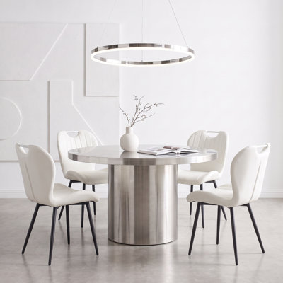 Chaises de salle à manger modernes en similicuir avec poignée intégrée, ensemble de 4