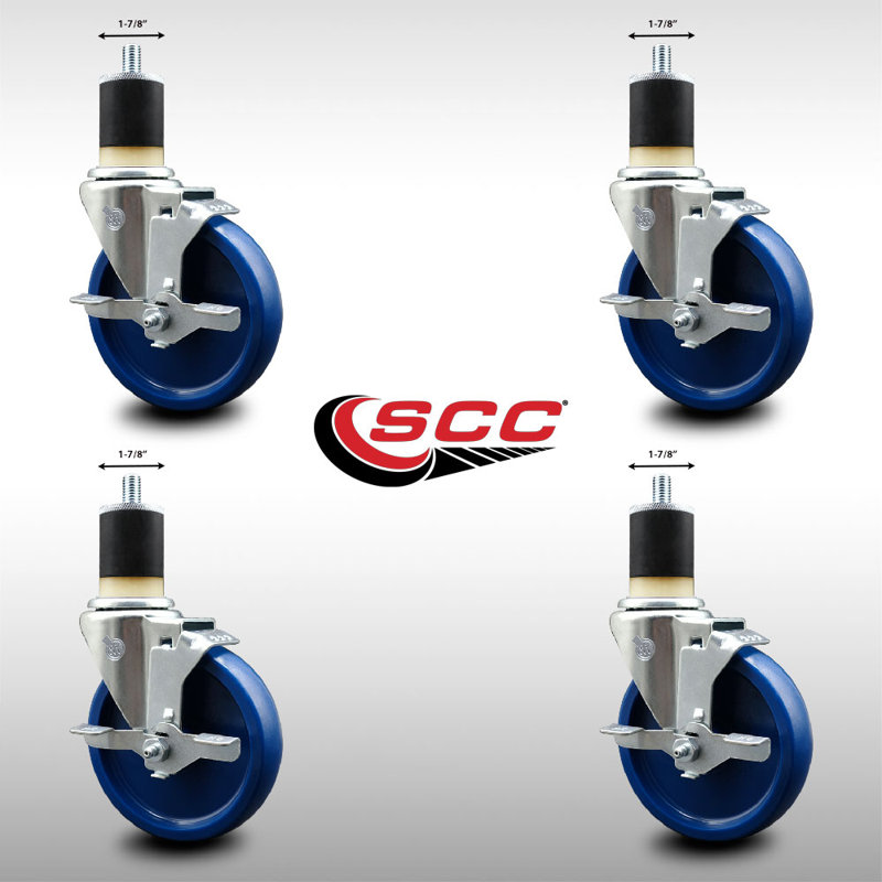 Ensemble de roulettes extensibles pivotantes en polyuréthane solide de 5 po à 1-7 / 8 po SS SCC