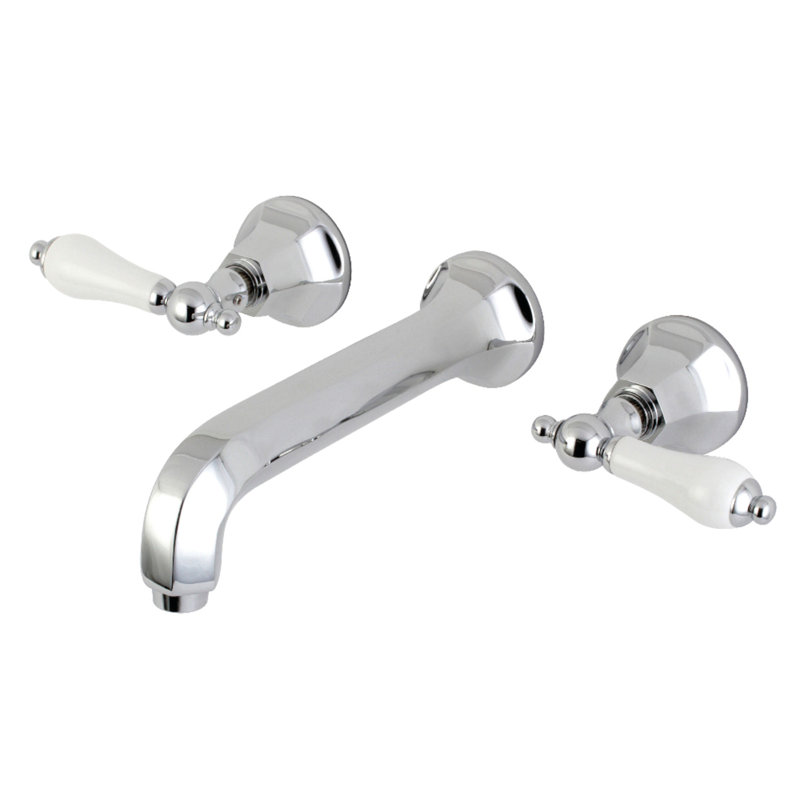 Kingston Brass Metropolitan Two-Handle 3-Hole Wall Mount Bathroom Faucet, Polished Chrome