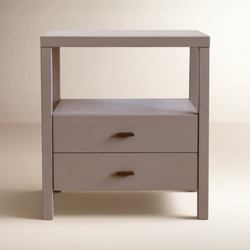 Francisca 2 - Drawer Solid Wood Nightstand, Taupe