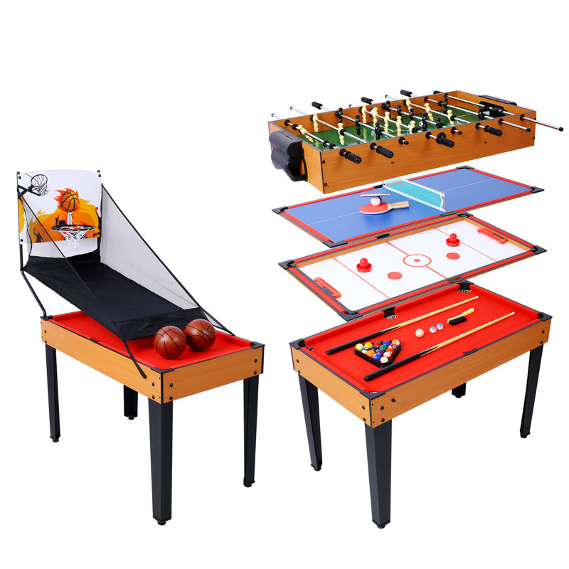 43'' L Multi Game Table, Red/Brown