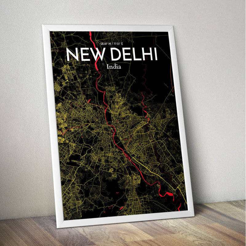 New Delhi City Map - No Frame Print, 61cm H x 45.7cm W x 0.13cm D