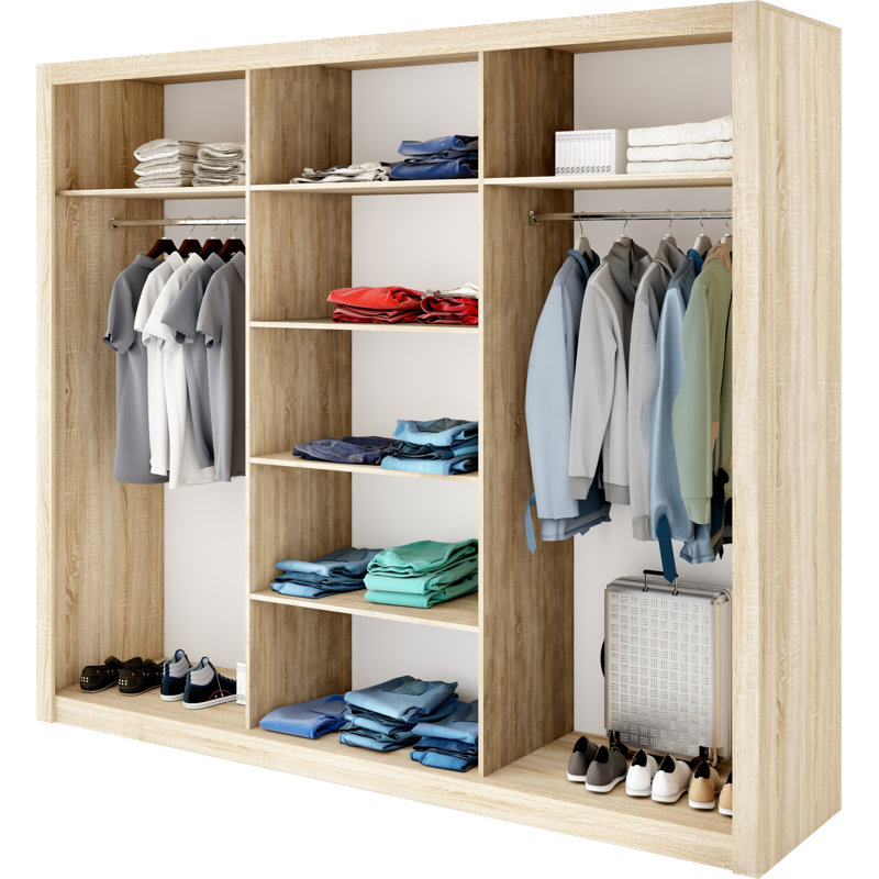 Mowgli 3 Door Manufactured Wood Wardrobe, Oak Shetland