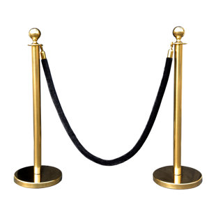 VIP Crowd Control Rope Stanchion (2 Gold Crown Top/Flat Base + 6' Rope)