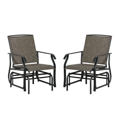Patio Glider Chair - Outdoor Glider & Porch Glider With Sturdy Steel Frame, Ergonomic Design & Thick Cushion - Smooth Rocking Motion For Backyard, Poo by Lark Manor
