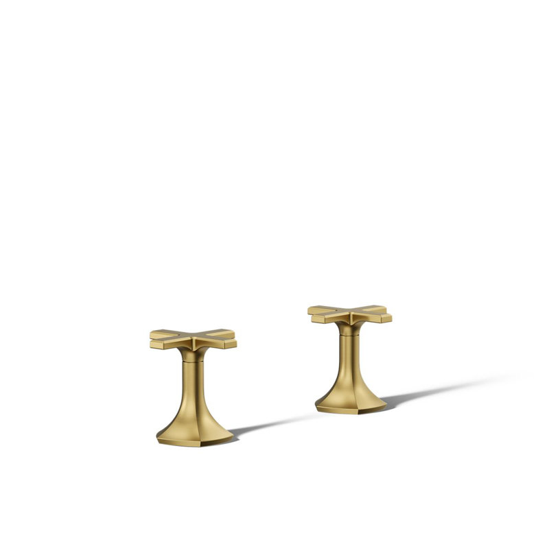 Occasion Deck-Mount Cross Bath Faucet Handles, 3.56" H x 3.44" W, Gold