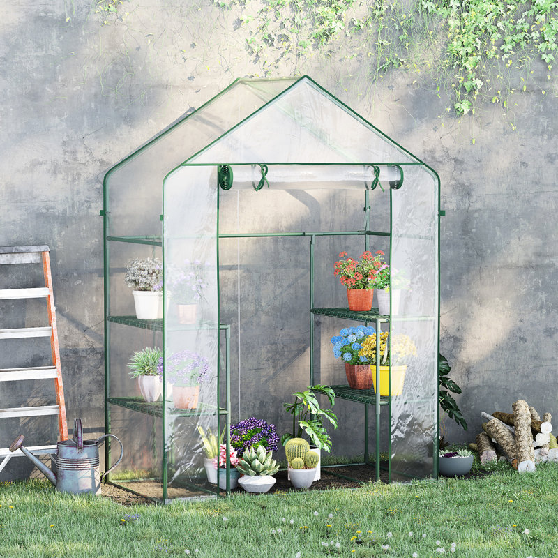 Vinyette 5' X 2.5' 6.5' Walk-In Greenhouse From , Portable, 3 Tier Shelves, Clear Plastic Cover, Strengthen Backyard Garden Protection And Organization Portable Greenhouse, 6.5', Weatherized Rejuvenate