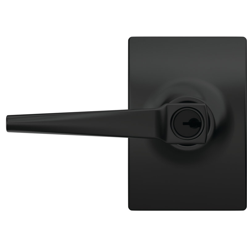 Eller Keyed Entry Lever with Century Trim, Yes, Matte Black, Keyed Alike