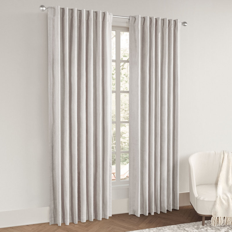 Chenille Blackout Back Tab Curtain Pair(2 panels), 52" W x 84" L, Cream