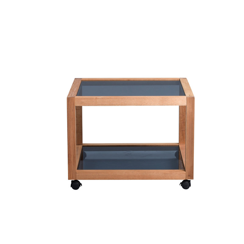 Cuellar Glass Top End Table, 45cm H x 78cm L x 78cm W