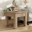 Natural Solid Wood End Table With Diamond Pastoral Pattern Inlay Design, Concealed Handle Drawer Nightstand -452198325