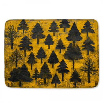 Arbres noirs sur tapis de bain jaune