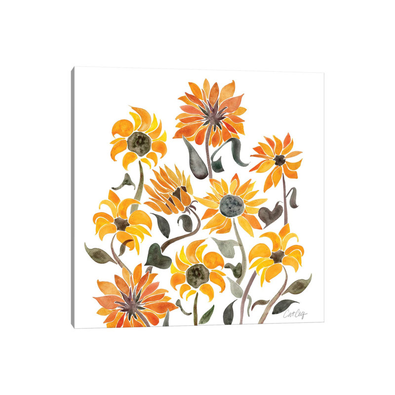 Sunflower Watercolor by Cat Coquillette - Wrapped Canvas Painting, 45.72 cm H x 45.72 cm W x 1.91 cm D