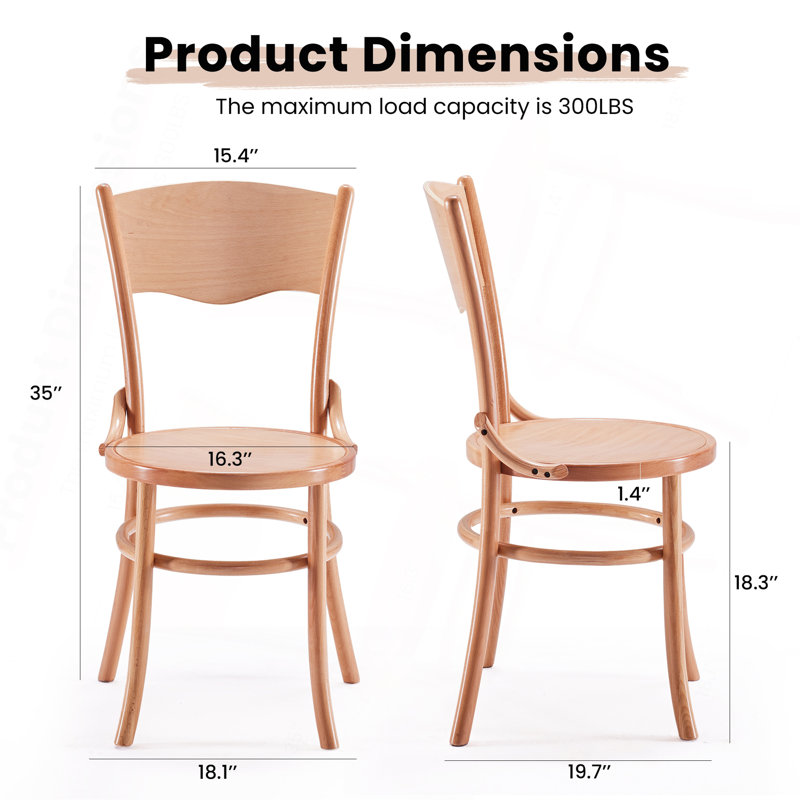 Solid Wood Dining Chairs Set Of 2, Farmhouse Kitchen & Dining Room Chairs For Mid Century Dining Table, Fully Assembled