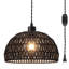 1 lumière Derica 13,78 po Luminaire suspendu en dôme tissé à brancher avec accents de corde style bohémien, cordon de 14,76 pieds-125712339-93332383