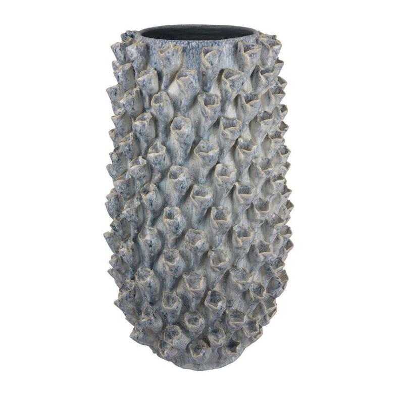 Kabo Decorative Vase, Textured Body, Ceramic, 20.08" H x 11" W x 11" D, Beige/Gray