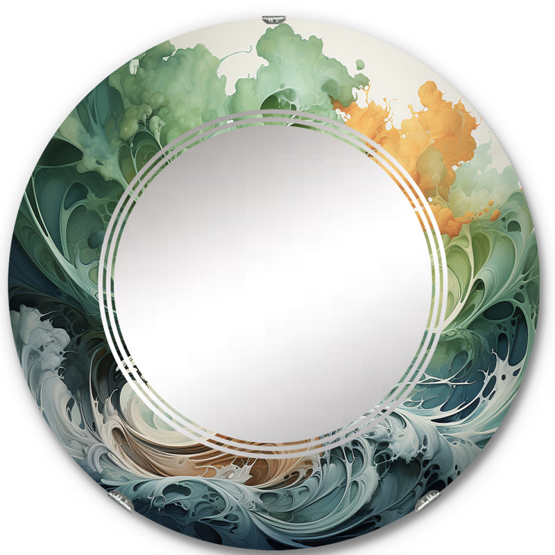 Neeja - Miroir mural floral rond, 24 po x 24 po