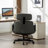 Gray Criss Cross Chair, With Adjustable Armrests & Wheels & Headrest, Pu Lounge VaniDesk Chair, With Wide Seat For Cross-Legged Sitting, Swivel Task Office Chairs For Home Makeup Gaming Office-382211509