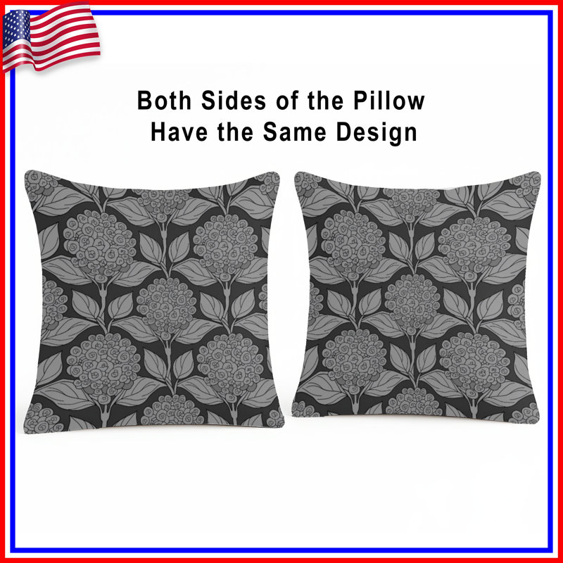 Floral Gray Pattern Double Sided Throw Pillows, 16 x 16 inches