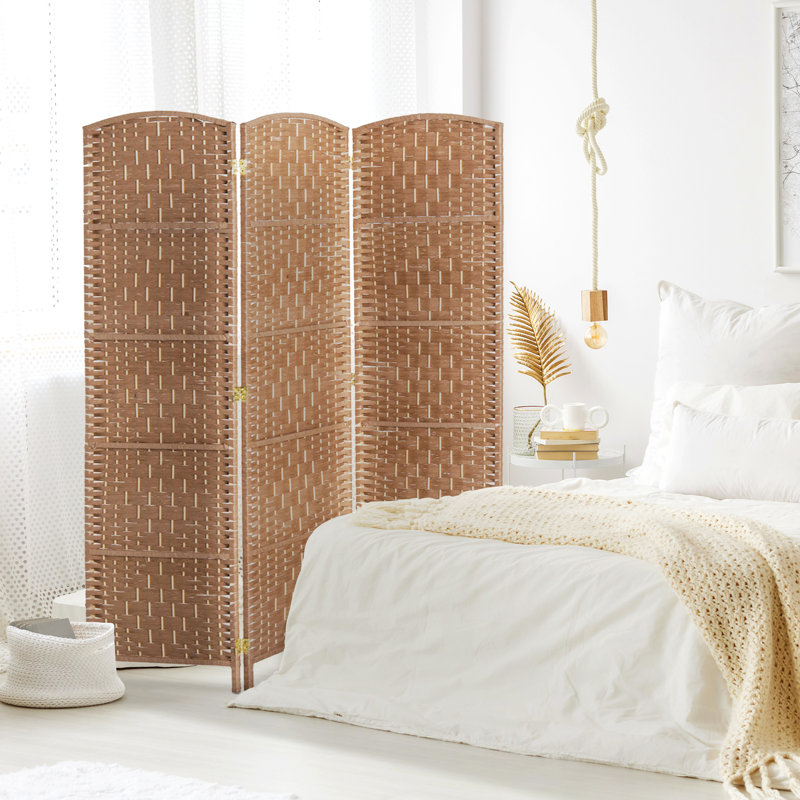 Paravent 3 panneaux Natural Weave. Écran d'intimité élégant avec artistique. Parfait pour les petits espaces. Charnière pratique et pliante portative dotée d'une armature de 6 pi de hauteur. A. Panneaux pliables. Idéal