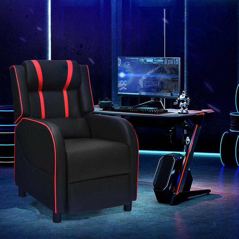 Fauteuil de massage inclinable Racing Gaming, Similicuir noir/rouge