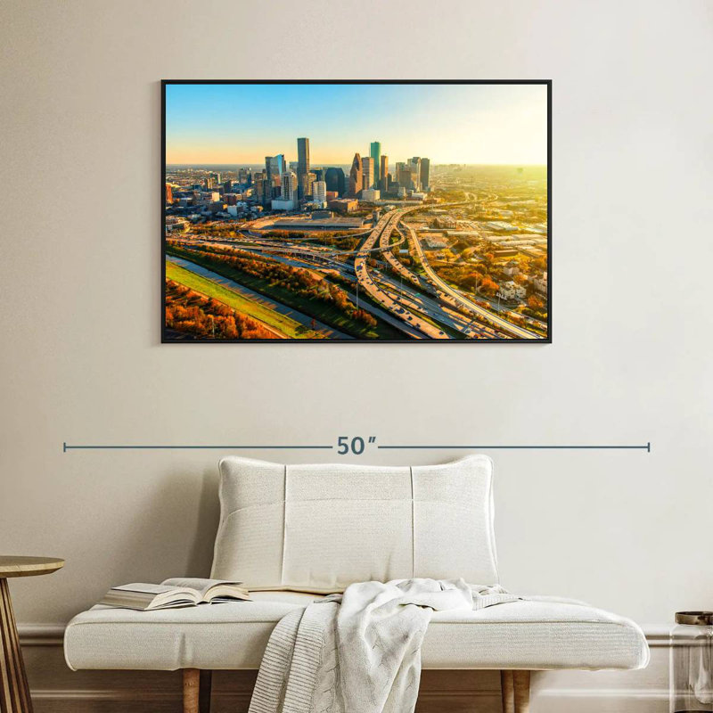 Golden Houston Highway, 40 po x 27 po, Cadre flottant noir