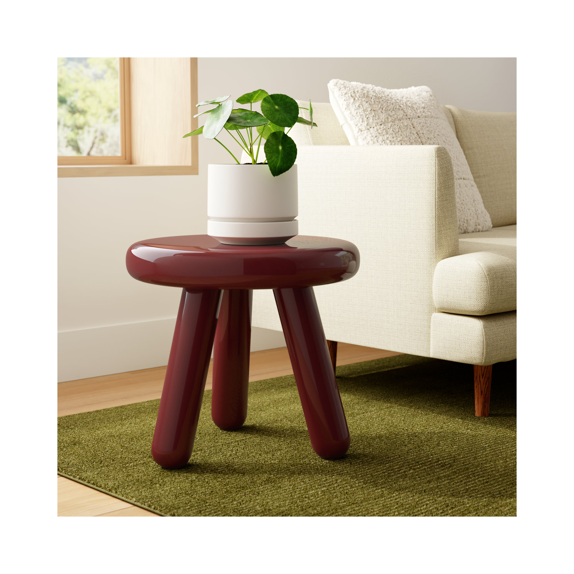 Cerro Accent Table Lacquer, Deep Red