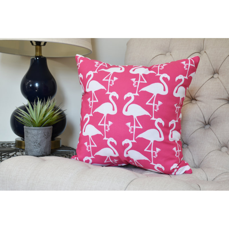 Housse et insert de coussin carré Palm Beach Flamingo, Rose / blanc, 18 po x 18 po