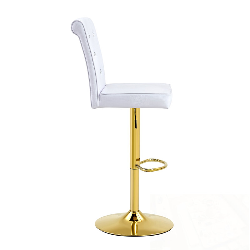 Un ensemble de 2 chaises de bar en cuir avec base robuste, Blanc