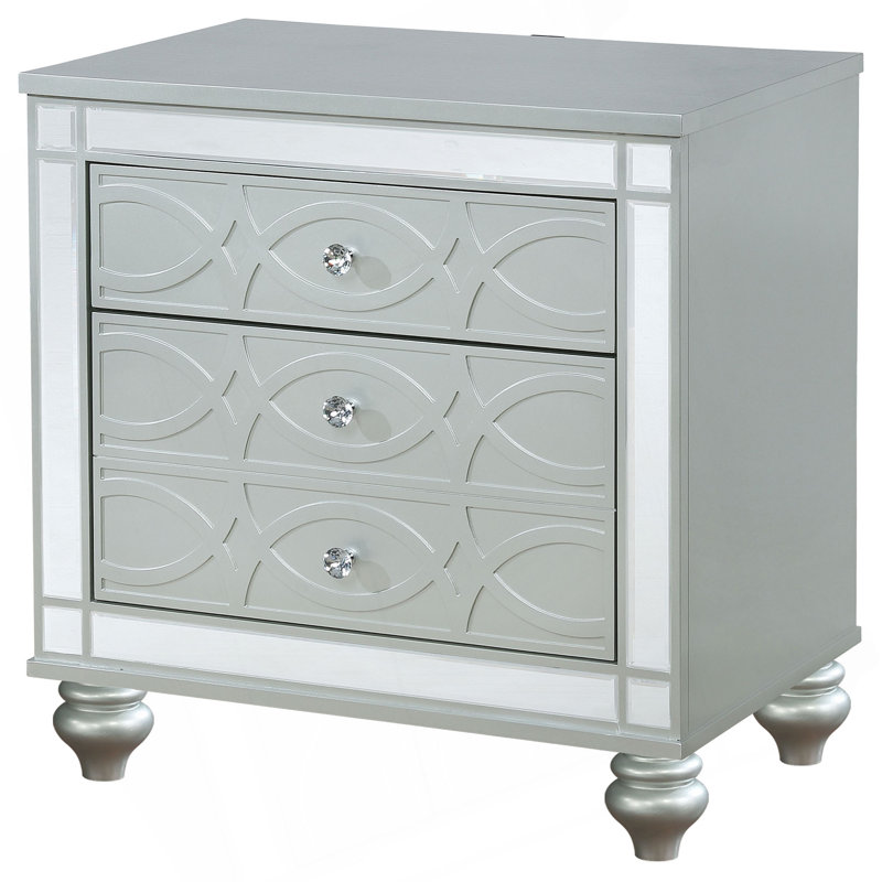 Table de chevet 2 tiroirs Menlo, Gris