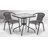 Amlie 28'' Square Glass Metal Table with Rattan Edging and 2 Rattan Stack Chairs-248300041