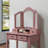 Wooden Vanity Make Up Table And Stool Set, Rose Gold-831146829