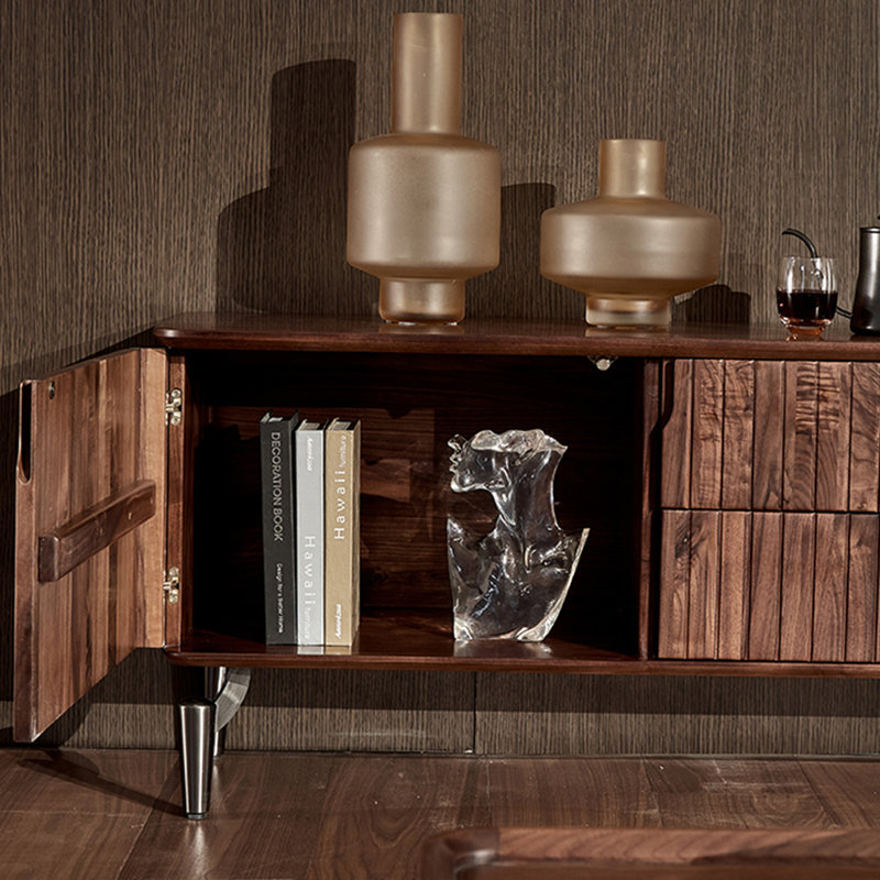 Black walnut solid wood TV cabinet