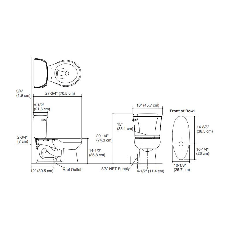 Wellworth® 1.28 GPF Water Efficient Round Two-Piece Toilet (Seat Not Included), Yes, Black, Left-Hand