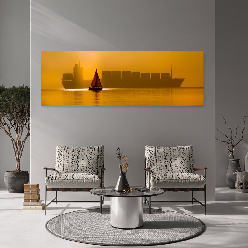 «Vaste Ocean Silhouettes Peaceful Serene Tranquil Ocean Sunrise», art mural, H 60 po x l 20 po