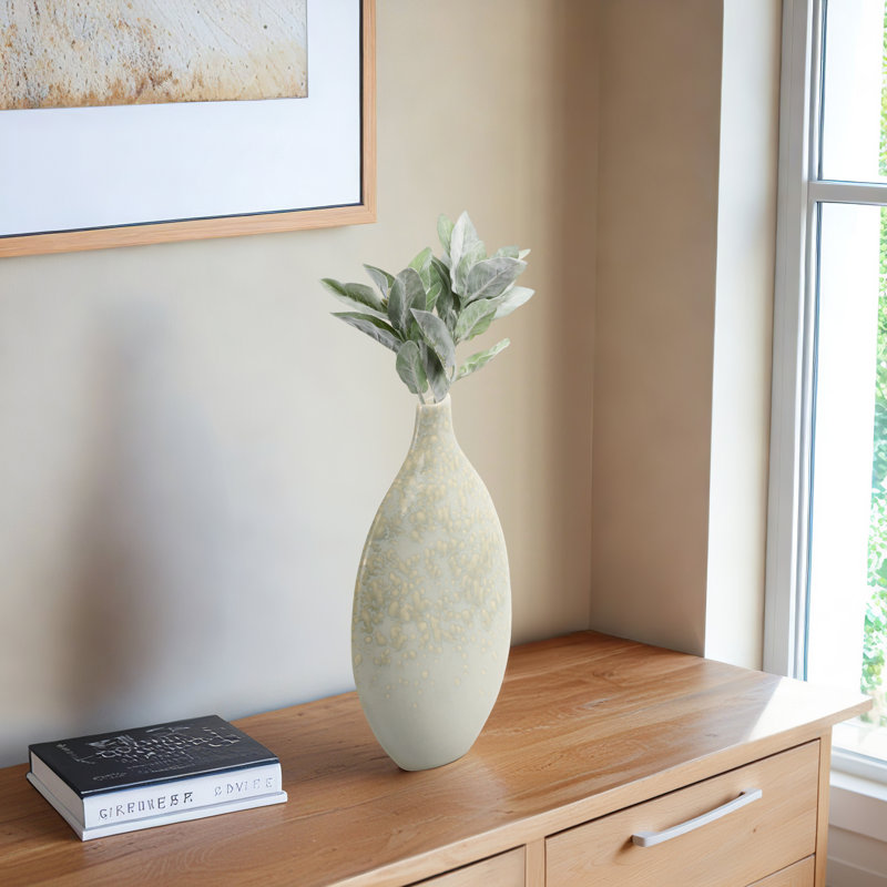 Vase en poterie en faïence - 16 po décoratif brun pour la maison, le bureau, la chambre à coucher ou le salon