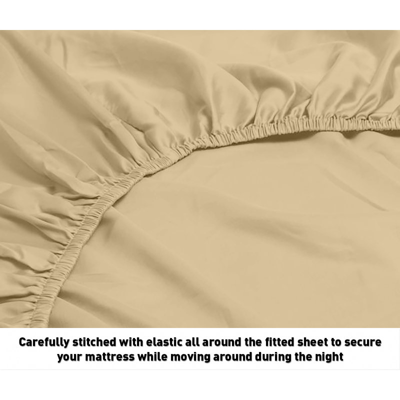 Ensemble de draps en satin de coton de qualité égyptienne 1200 fils, Taupe