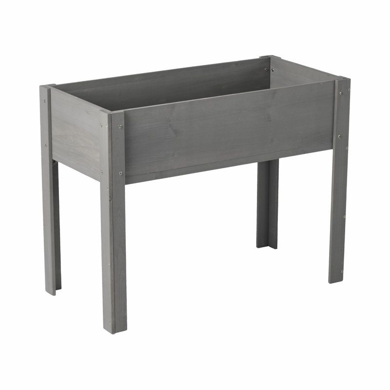 Raised Garden Bed With Legs, Elevated Wooden Planter For Outdoor Plants, Gray, 31" H x 40" W x 20" D