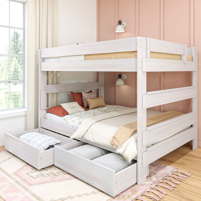 Kulik Kids Queen Over Queen Bunk Bed, White Wash