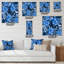 Horloge murale fleurs bleues abstraites-357087337