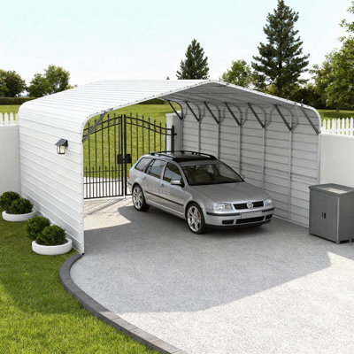 Garage en métal de 20 pi x 30 pi - Abri d'auto en acier robuste avec toit en crête de 13 pi - Le client doit avoir des capacités de déchargement, comme un chariot élévateur ou une grue