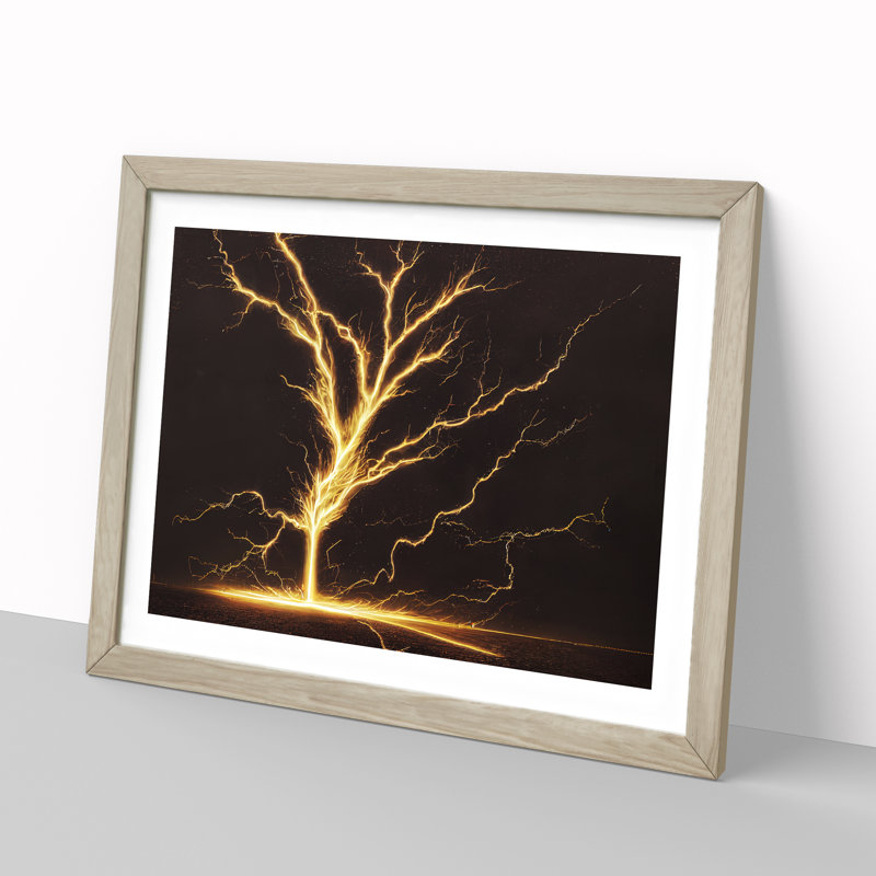 XH1022-3013X Electricity Vol.3 - Single Picture Frame Print, 46cm H x 64cm W x 2cm D, Oak