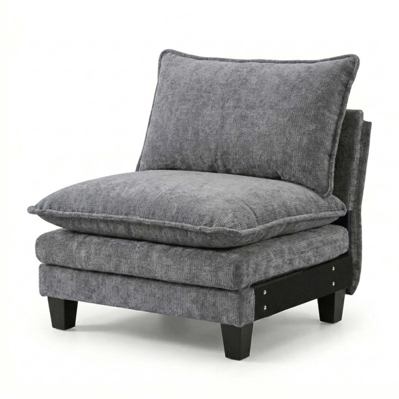 Fauteuil d'appoint en chenille sans accoudoirs, canapé simple modulaire moderne pour le confort et le style dans n'importe quel espace de vie
