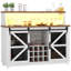 Armoire de bar à café avec lumières à DEL, armoire de rangement de vin de ferme avec support à vin et porte-verres, décor de bar de cuisine, salle à manger à la maison