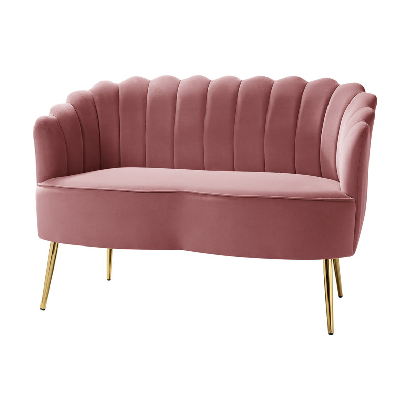 Hendrix Velvet Flared Arm Loveseat, Rosewood