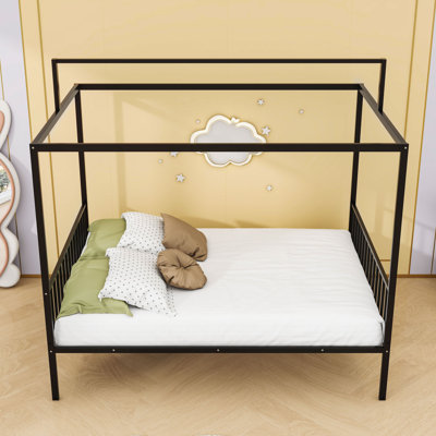 Convertible Metal Frame Bed with Slats