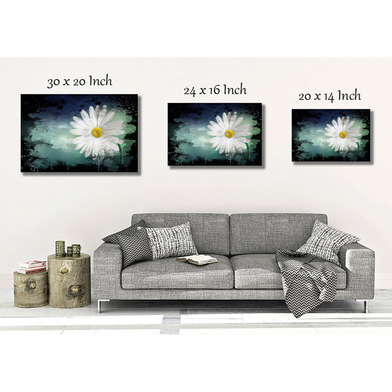 Flower Beautiful White Daisy - Wrapped Canvas, 40cm H x 60cm W