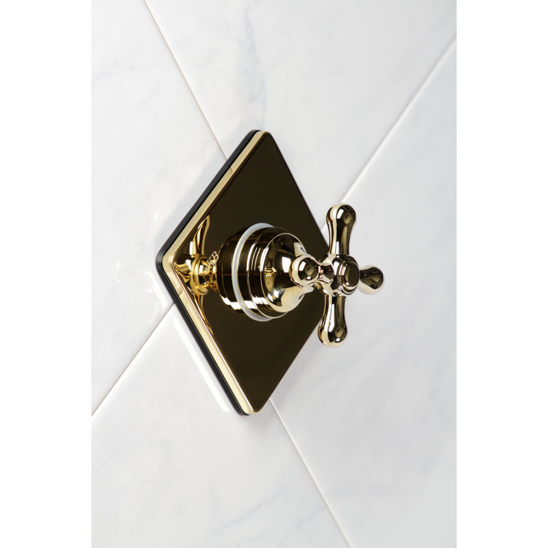 Kingston Brass Single-Handle Wall Mount Three-Way Diverter Valve with Trim Kit, Polished Brass