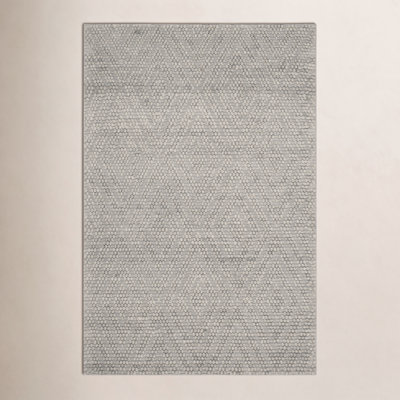 Russo Silver Hand-Woven Geometric Flatweave Rug